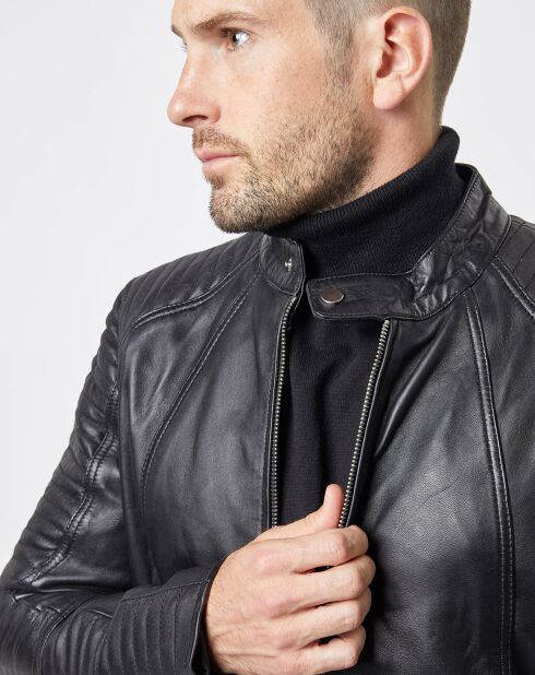 Blouson Biker en Cuir Juda noir