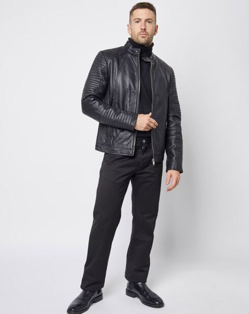 Blouson Biker en Cuir Juda noir