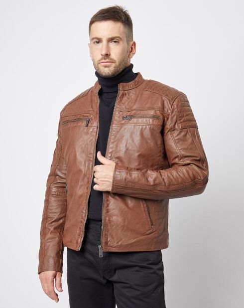 Veste en Cuir Jefferson cognac