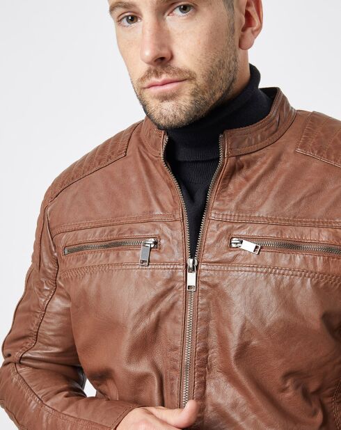 Veste en Cuir Jefferson cognac