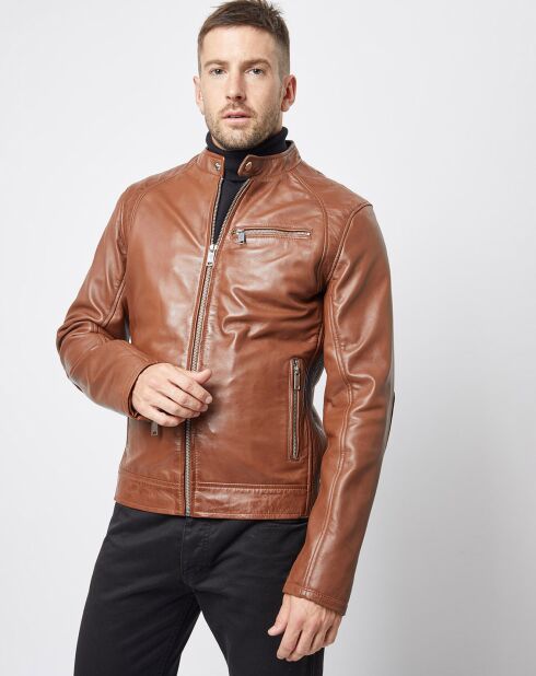 Veste en Cuir John cognac