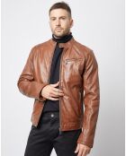 Veste en Cuir John cognac