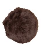 Coussin de siège en peau lainée marron - D.35x5 cm