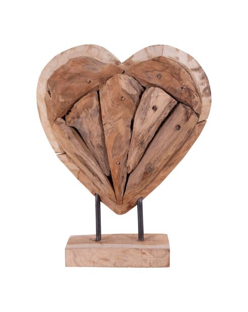 Coeur décoratif en teck Almada nature - 25x9x30 cm