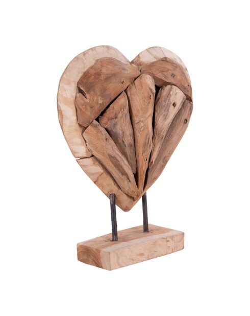 Coeur décoratif en teck Almada nature - 25x9x30 cm