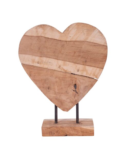 Coeur décoratif en teck Almada nature - 25x9x30 cm
