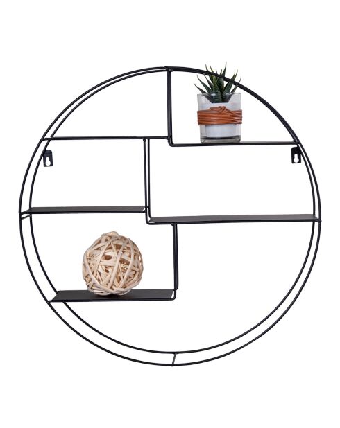 Mensola tonda con cornice Genk nera - D.47,5x10 cm