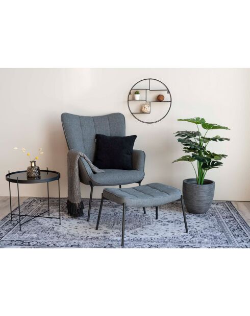 Mensola tonda con cornice Genk nera - D.47,5x10 cm