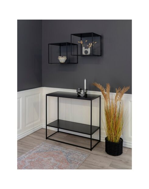 Schwarzes Vita Wandregal mit Rahmen und Regalen - 36x36x36 cm