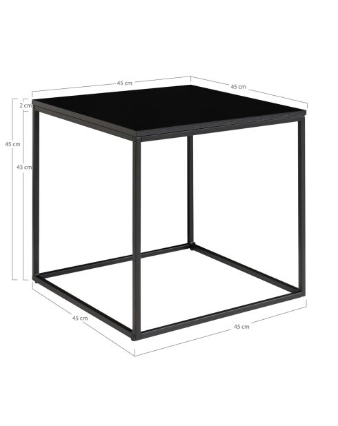 Mesa auxiliar con marco y tapa Vita negra - 45x45x45 cm