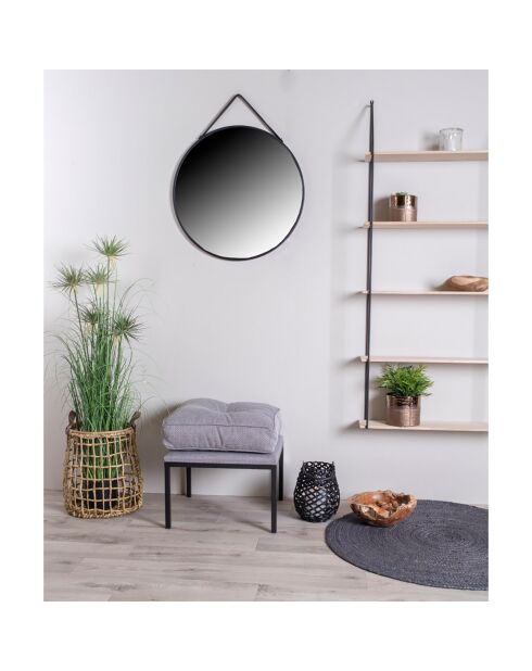 Miroir avec cadre en acier Trapani  noir - D.60 cm