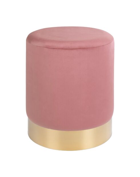 Pouf en velours avec base en acier Gamby rose - 34x34x43 cm