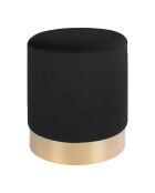 Pouf en velours avec base en acier Gamby noir - 34x34x43 cm