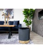 Pouf en velours avec base en acier Gamby noir - 34x34x43 cm