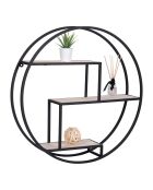 Étagère ronde avec cadre Rotterdam noir/bois - D.62x14 cm