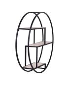 Étagère ronde avec cadre Rotterdam noir/bois - D.62x14 cm