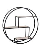 Étagère ronde avec cadre Rotterdam noir/bois - D.62x14 cm