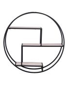 Étagère ronde avec cadre Rotterdam noir/bois - D.62x14 cm