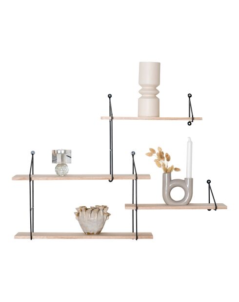 Estantería con marco y 4 estantes negros de madera Harlem