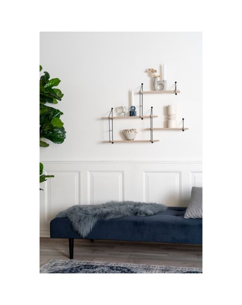 Estantería con marco y 4 estantes negros de madera Harlem