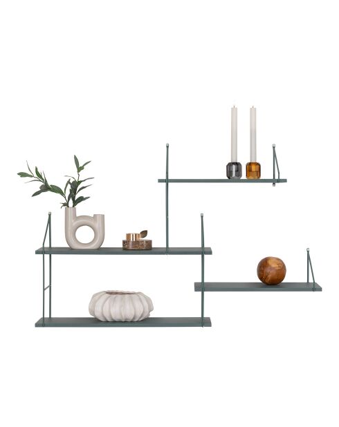 Scaffale con telaio e 4 ripiani Harlem nero/verde - 17,5x99x62 cm