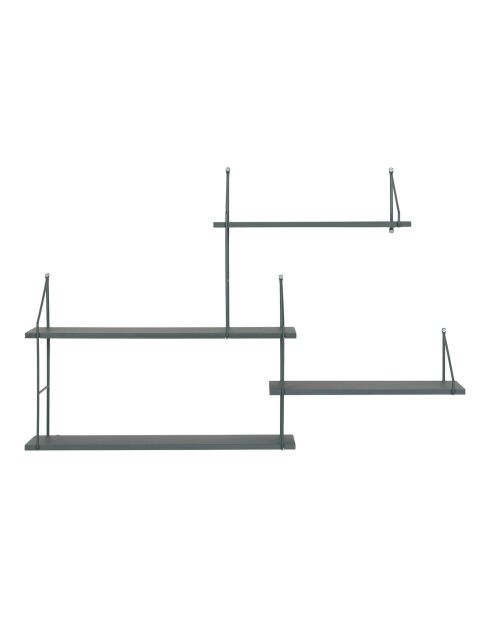 Scaffale con telaio e 4 ripiani Harlem nero/verde - 17,5x99x62 cm