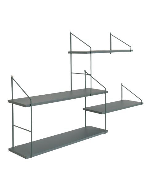 Scaffale con telaio e 4 ripiani Harlem nero/verde - 17,5x99x62 cm