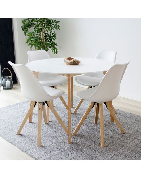 2 sillas Bergen de madera con patas blancas - 55x48x86 cm