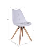 2 sillas Bergen de madera con patas blancas - 55x48x86 cm