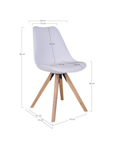 2 sillas Bergen de madera con patas blancas - 55x48x86 cm