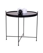 Couchtisch aus pulverbeschichtetem Stahl mit schwarzem Venezia-Glas - D.48xH.48 cm