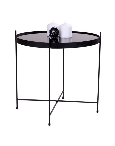 Couchtisch aus pulverbeschichtetem Stahl mit schwarzem Venezia-Glas - D.48xH.48 cm