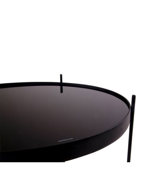 Couchtisch aus pulverbeschichtetem Stahl mit schwarzem Venezia-Glas - D.48xH.48 cm