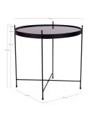 Couchtisch aus pulverbeschichtetem Stahl mit schwarzem Venezia-Glas - D.48xH.48 cm