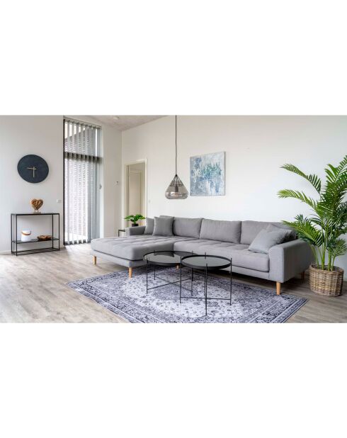 Couchtisch aus pulverbeschichtetem Stahl mit schwarzem Venezia-Glas - D.48xH.48 cm