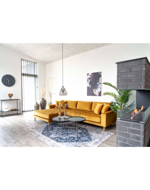 Couchtisch aus pulverbeschichtetem Stahl mit schwarzem Venezia-Glas - D.48xH.48 cm