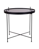 Couchtisch aus pulverbeschichtetem Stahl mit schwarzem Venezia-Glas - D.48xH.48 cm