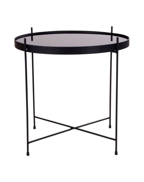 Couchtisch aus pulverbeschichtetem Stahl mit schwarzem Venezia-Glas - D.48xH.48 cm