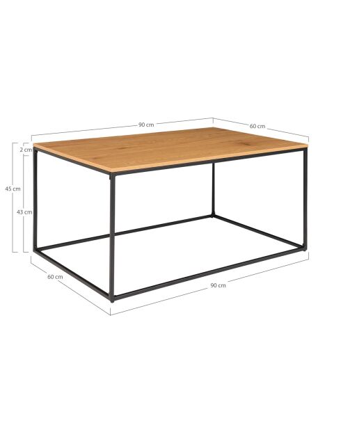 Mesita Vita Nature con aspecto de roble - 90x60x45 cm