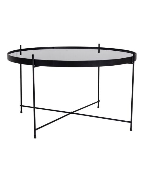 Couchtisch aus lackiertem Stahl mit schwarzem Venezia-Glas - D.70x40 cm