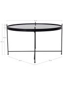 Couchtisch aus lackiertem Stahl mit schwarzem Venezia-Glas - D.70x40 cm