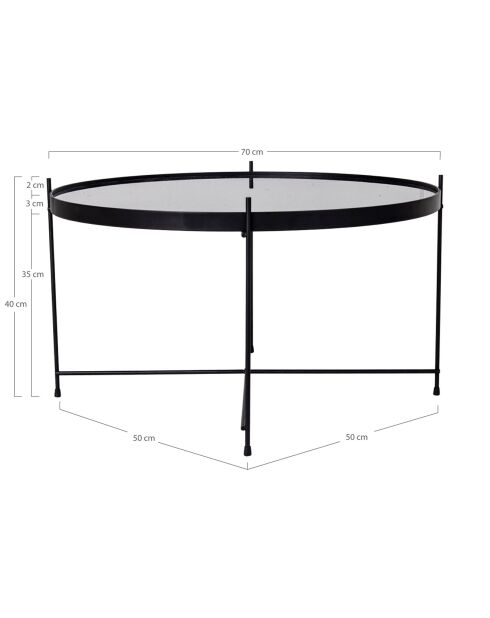 Couchtisch aus lackiertem Stahl mit schwarzem Venezia-Glas - D.70x40 cm