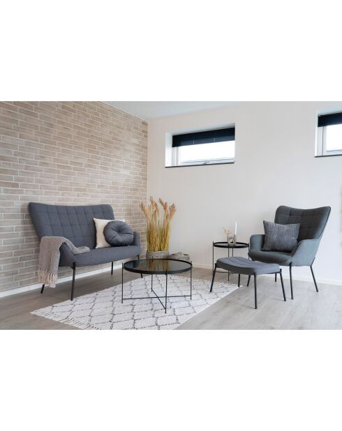 Couchtisch aus lackiertem Stahl mit schwarzem Venezia-Glas - D.70x40 cm