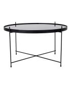 Couchtisch aus lackiertem Stahl mit schwarzem Venezia-Glas - D.70x40 cm