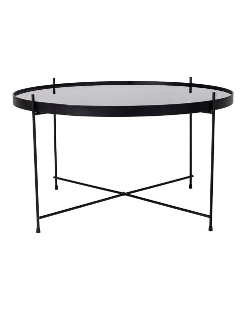 Couchtisch aus lackiertem Stahl mit schwarzem Venezia-Glas - D.70x40 cm