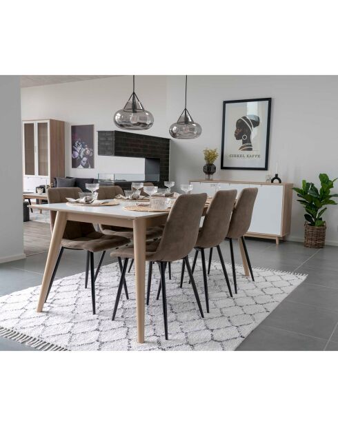 2 sillas Middelfart de microfibra marrón - 55x44x86 cm