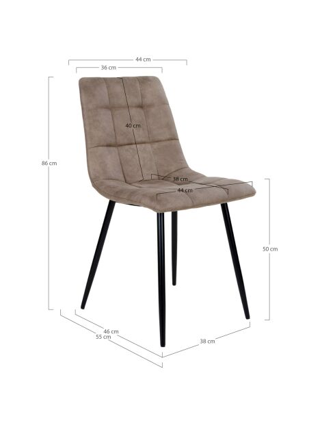 2 Middelfart bruine microvezelstoelen - 55x44x86 cm