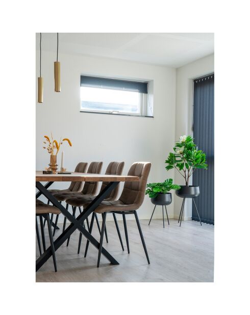 2 sillas Middelfart de microfibra marrón - 55x44x86 cm