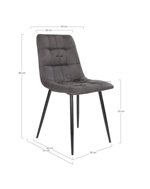 2 graue Middelfart-Mikrofaserstühle - 55x44x86 cm