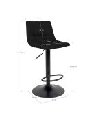 2 schwarze Middelfart-Barstühle aus Samt - 43x43x88-108 cm